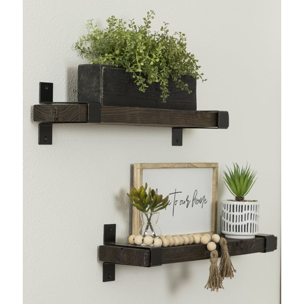 Mistana™ Abasi 2 Piece Pine Solid Wood Bracket Wall Shelf & Reviews